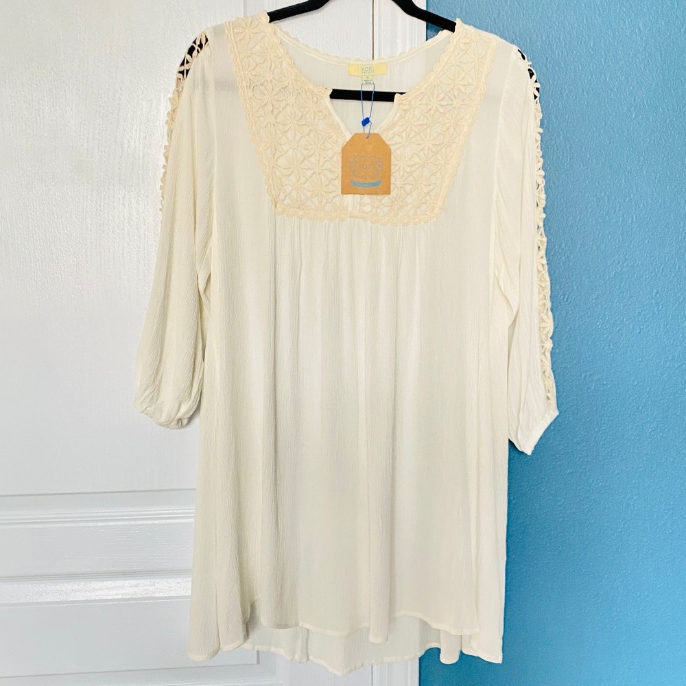 COPY - KORI BABYDOLL 3/4 SLEEVES DRESS WITH LACE